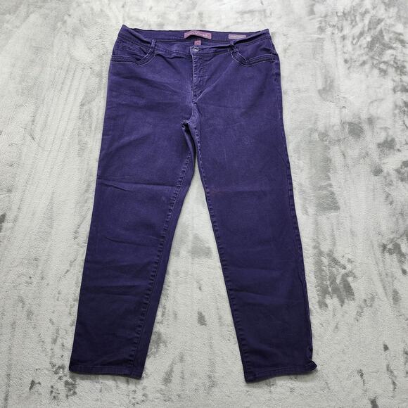 Gloria Vanderbilt Jeans Womens 14 Purple Cadence Ankle Grazer Mid Rise Crop - Picture 1 of 15